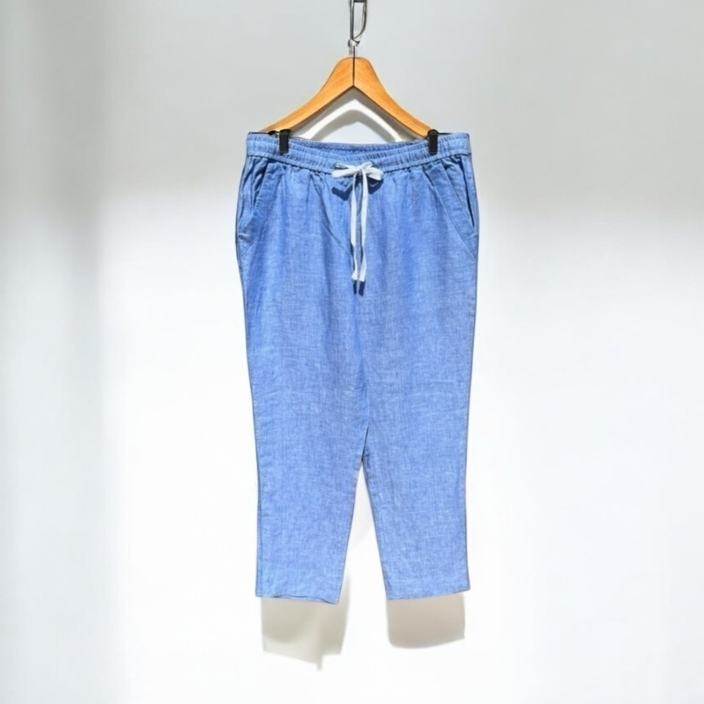 🌻NEW Jones New York Sport Blue Linen Cropped Pants Size Medium